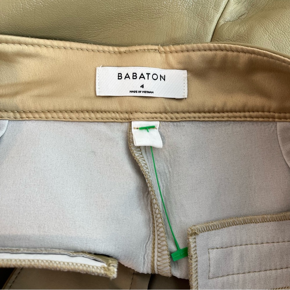 Aritzia Babaton Women's Size 4 Command Cropped Pant Mid Rise Vegan Leather Tan - Picture 6 of 12